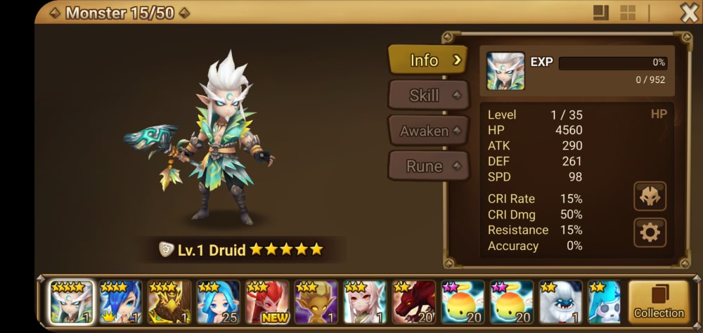Asia Starter Account - 5* Light Druid 4* monsters - Magic Knight, Horus